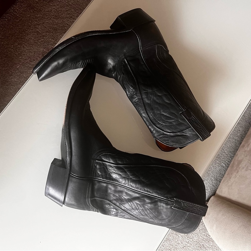 1883 LUCCHESE | Black Soft leather Designer Special Edition Western Cowboy Boots - Picture 10 of 15
